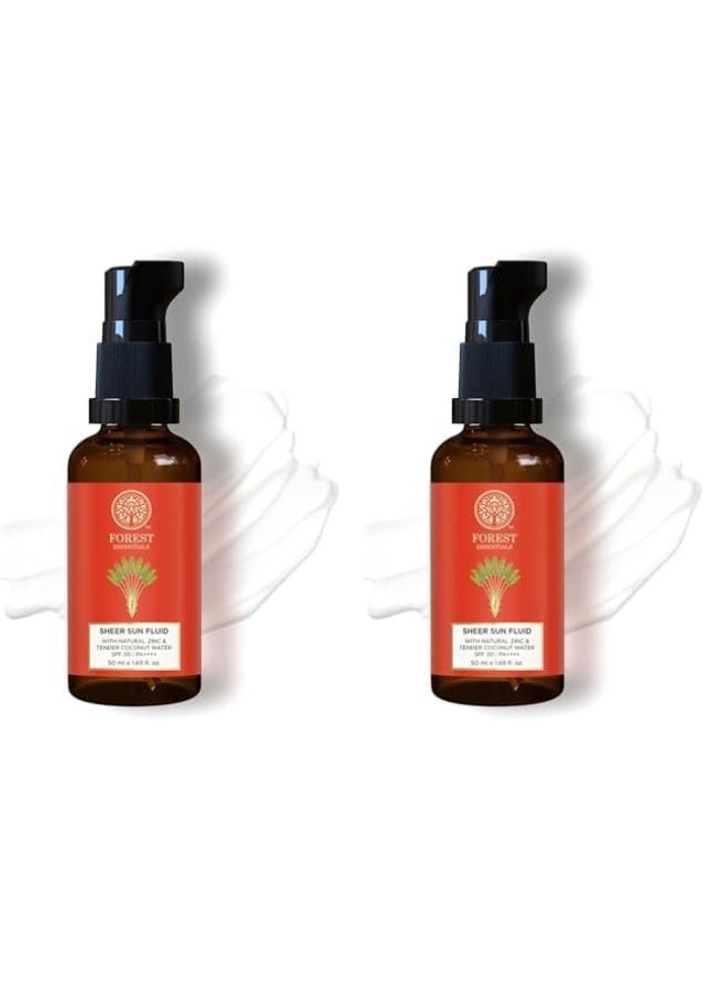 Forest Essentials Ayurvedic Mineral Sunscreen with SPF 50 PA++++ | No White Cast, Light Weight Hydrating Formula | With Vitamin C | Protects from UVA/UVB Rays | For all skin types 50 ml pack of 2 - Image 1